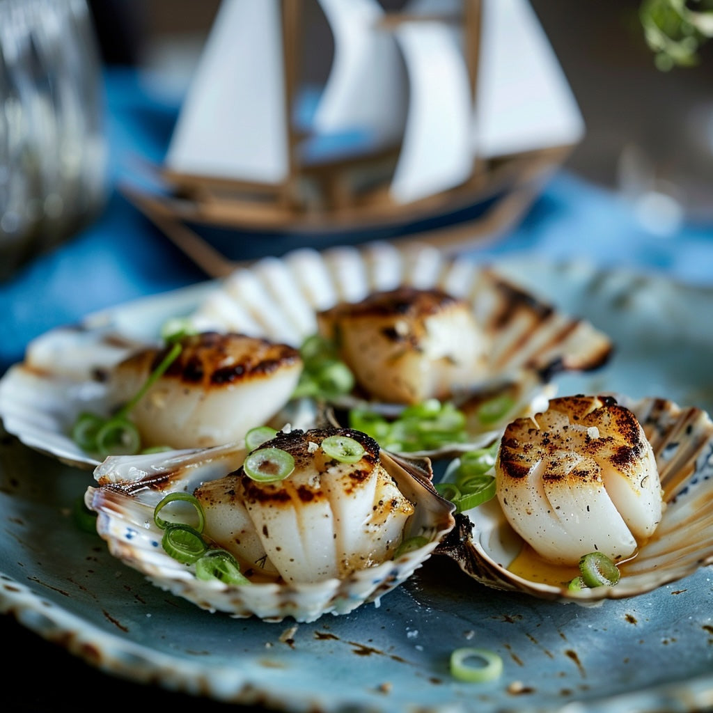 Gegrillte Jakobsmuscheln - glasiert mit Manuka Honig – manuara Gegrillte Jakobsmuscheln - glasiert mit Manuka Honig – manuara