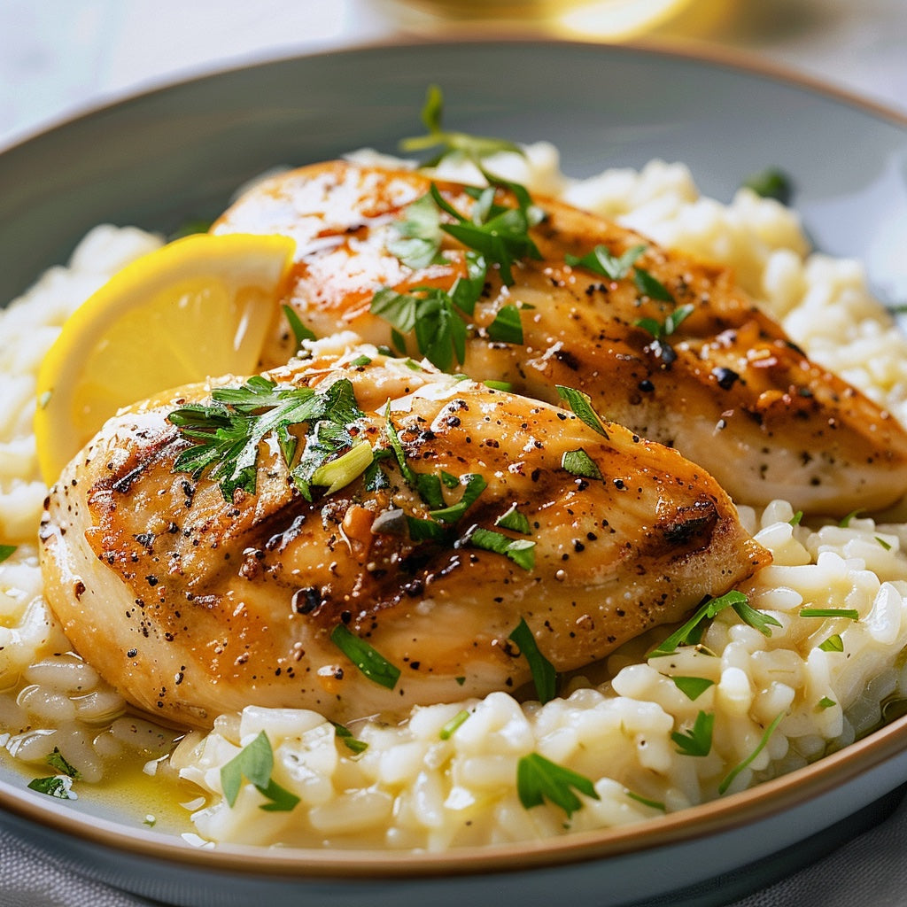 Zitronen-Honig-Hühnchen Traum mit Risotto Reis