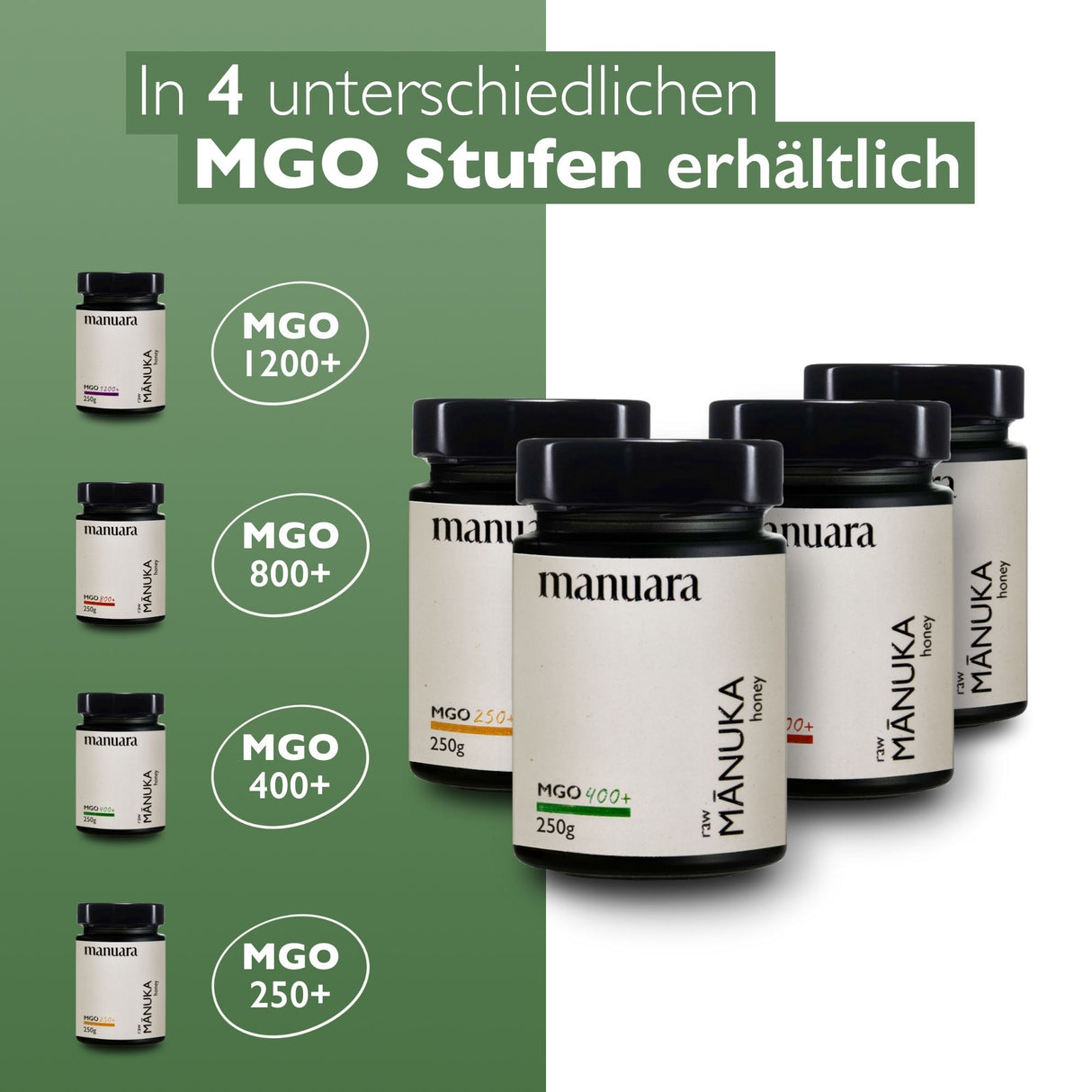 manuara Manuka Honig: in 4 MGO-Stufen erhältlich